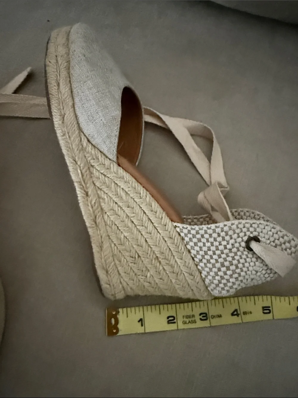 J. Crew Cream Canvas Espadrille Wedge Tie-Ankle Sandals